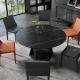 Luxury Marble Dining Table Black Metal Base Dining Furniture