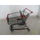 125L Supermarket Push Cart With Flat / Travelator Casters , 941x560x1001mm
