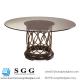 dining table with art intrigue round glass top