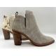Abs heel with TPR outsole，soft crack suede leather and metallic hair leather Womens Dress ankle Boots