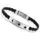 Tagor Stainless Steel Jewelry Super Fashion Silicone Leather Bracelet Bangle TYSR010