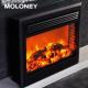 30In Small Electric Fireplace Bevel Edge Simulated Charcoal LED Light Wood Burning