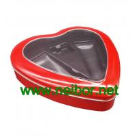 Cosmetic packaging use heart shaped gift tin box with PVC tray