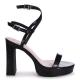 Patent Leather Platform Heel Shoes OEM Platform Black Sandals Heels