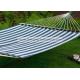 Green White Stripe Outdoor Quilted Fabric Hammock , Large Canvas Free Standing Hammock