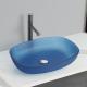 Acid Matt Blue Vessel Basin Sinks 540*395*110mm 1 Hole Glass Basin