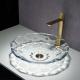 Shinning Glass Wash Basin Transparent Faceted Shape Bathroom Sink Basin