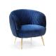 Blue fancy wedding rental chair stainless steel velvet comfortable armchairs