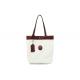 Leather Handle Eco Friendly Canvas Tote Bag White Recyclable With Card Bag