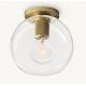 Blown Glass Shade Luxury Ceiling Lights Brass Flush Mount Light 40w