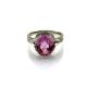 White Gold Plated 925 Silver Ring with 9mmx11mm Pink Cubic Zircon (R161)