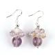 Natural Stone Earring 8MM 10MM Healing Lavender Azeztulite Crystal Bead Dangle