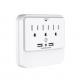 Wall Power Socket And Wall Tap One Input 3 Outlet 2 USB Surge Night Light UL cUL passed