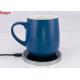 Smart warmer mug with qi pad self-heating cup keep drinks hot at 55℃ Blue color