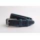 Classic Mens Leather Dress Belt With Blue Stitching And Edge Painting