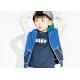Contrast Color Terry Kids Boys Clothes Full Open Navy Blue Hoodie OEM Service