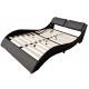 Double Queen Size LED Upholstered Bed Frame With PU Leather Black