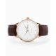 Stainless Steel Swiss Watch , Mens Watch White Face Brown Leather