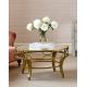 Luxury Round Center Table Stainless Steel Base Marble Mirror Top Coffee Tape Side Table