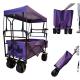 Outdoor Camping Folding Wagon Canopy On Top Adjustable Handle Wide Wheel Purple