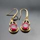 18k Rose Gold Plated 925 Silver  8mm Round Created Ruby Earrings (PSJ04155)