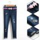 Slim Fit Adjustable Waist Kids Denim Clothes , Spring Girls Denim Pants