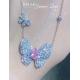 Custom Lab Diamond Pendant Necklace Pear Cut Butterfly Shape 1.67ct