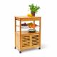 Bamboo Wooden Shoe Rack Cabinet No Wall Mount Non - Flammable With Wheels