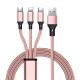 Nylon Braided Wire 2A 3 In 1 USB Data Cable Lightning Micro Type C For Iphone