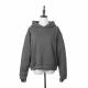 Plaid Slolid Grey Color Woman Oversize Hoodie Cropped for Autumn