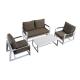 Brown Frame Finish 16.54 Seating Height Outdoor Sofa Set