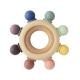 BPA Free 8 Directions Baby Teething Toys with Wooden Ring Soothe Babies Gums