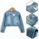 Embroidery Snap button/Lace with Long sleeve denim jacket