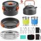 Non Stick Outdoor Cookware Set With Pot Pan Kettle Stainless Steel Cups