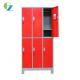 Red Color Metal Storage Cabinet Fitness 6 Door Staff Lockers With Standing Feet