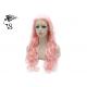 Long Pink Lace Front Wigs Synthetic Hair Deep Wave For Drag Queen Show Tangle Free