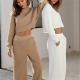 Solid Color Two Piece Sets 2XL Sportswear Tracksuits For Women