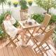 Outdoor Teak Patio Table And Chairs For Dining / Coffee Time