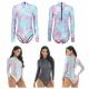 High Stretchy Mermaid Tail Swimsuit High Neck Long Sleeve Colorful Fish Scales Pattern