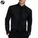 New fashion solid black slim fit shirts pattern shirt men's long sleeve casual shirt
