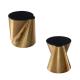 Titanium Base Black Tempered Glass End Tables , Irregular Gold Stainless Steel Table