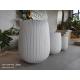 Garden Round Fiber Clay Pots Hand Carved 10 Inches