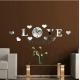 Hot Sale Ps Decorative Mirror Wall Clock With Love Shaped Silver Color For Home