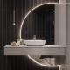 Modern Home Decor Half Moon Round Shape Frameless Smart Backlit Led Light Wall Bath Mirrors