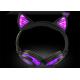 Portable and foldable charming purple LED light wireless cat ear headphone 108L