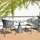 Nordic Balcony Outdoor Cafe Tea Table And PE Rattan Chair Set Waterproof Fabric
