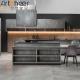 Modern Kitchen Furniture with Dark Grey Marble Look Finish and Flat Edge Countertop