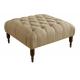 antique  linen fabric home goods tufted square ottoman stool