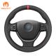 Fan Club Design Style Black Suede Steering Wheel Wrap Hand Sewing for BMW 7 Series F02