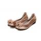 Factory direct sell women branded shoes rose gold cowskin designer round toe shoes with bow customized shoes BS-05